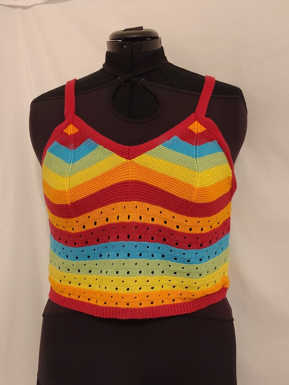 Rainbow Striped Knit Tank Top - Multicolor